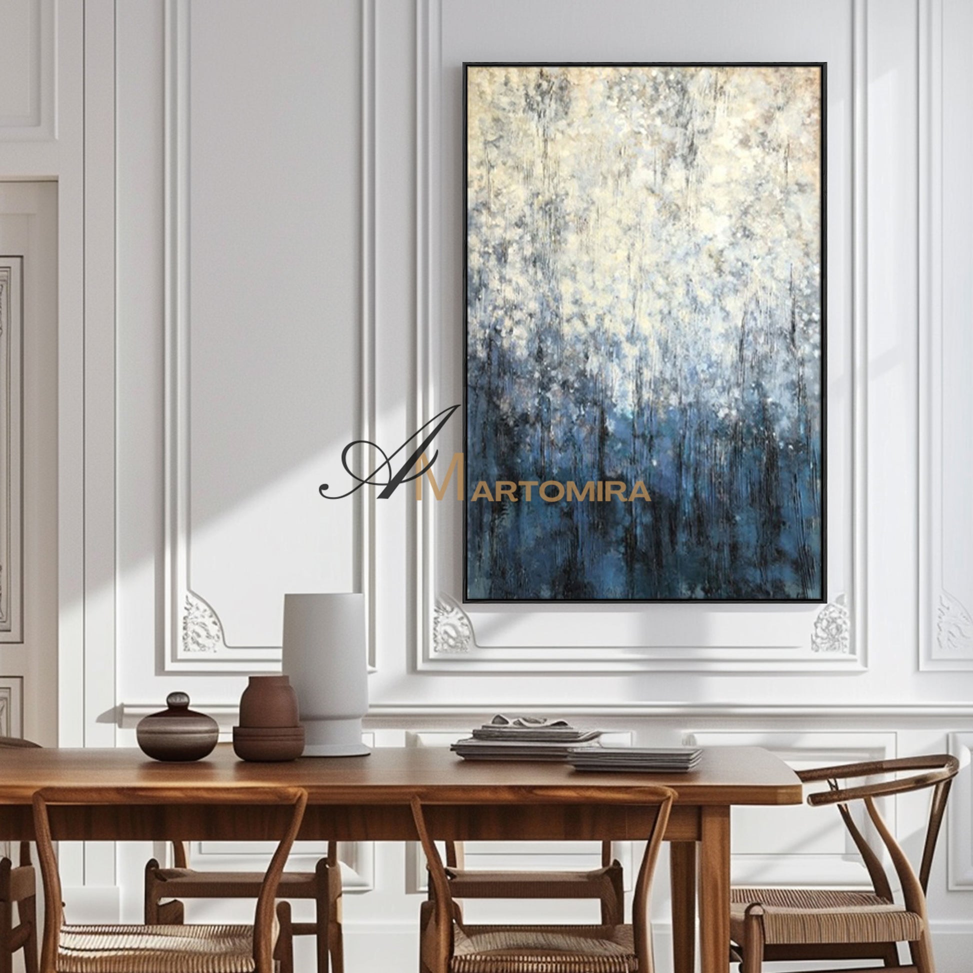 Oil Painting | Contemporary Wall Decor | Blue White Abstract Painting | Abstract Texture Wall Art #SH004