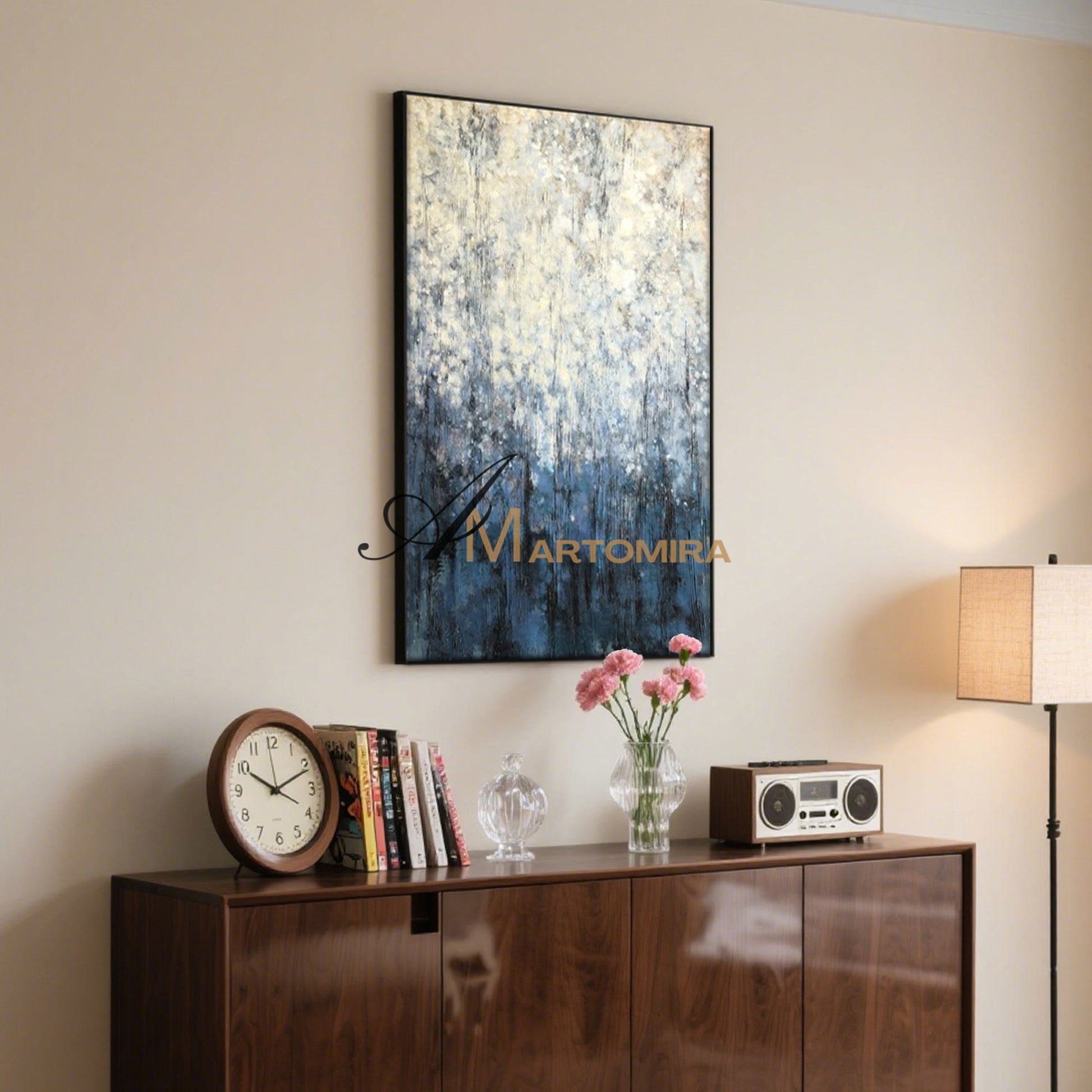 Oil Painting | Contemporary Wall Decor | Blue White Abstract Painting | Abstract Texture Wall Art #SH004
