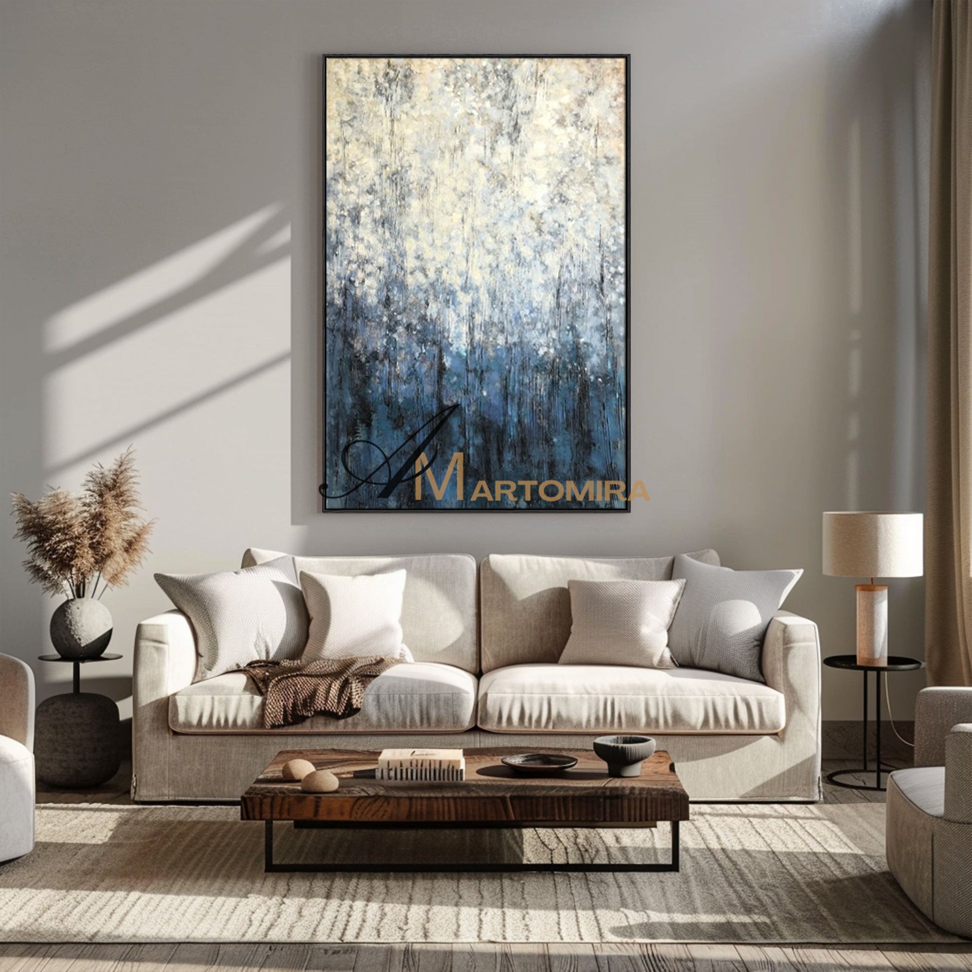 Oil Painting | Contemporary Wall Decor | Blue White Abstract Painting | Abstract Texture Wall Art #SH004