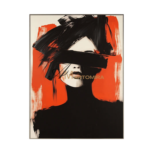 Women Painting | Red Black And White Wall Art | Abstract Portraits | Large Wall Art #AP025