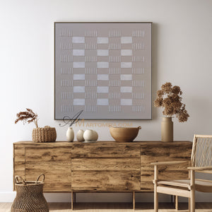 Wabi-Sabi Minimalist Textured Grid Painting | Neutral Abstract Canvas Art | Beige Geometric Wall Art | Modern Aesthetic Home Decor #WB002
