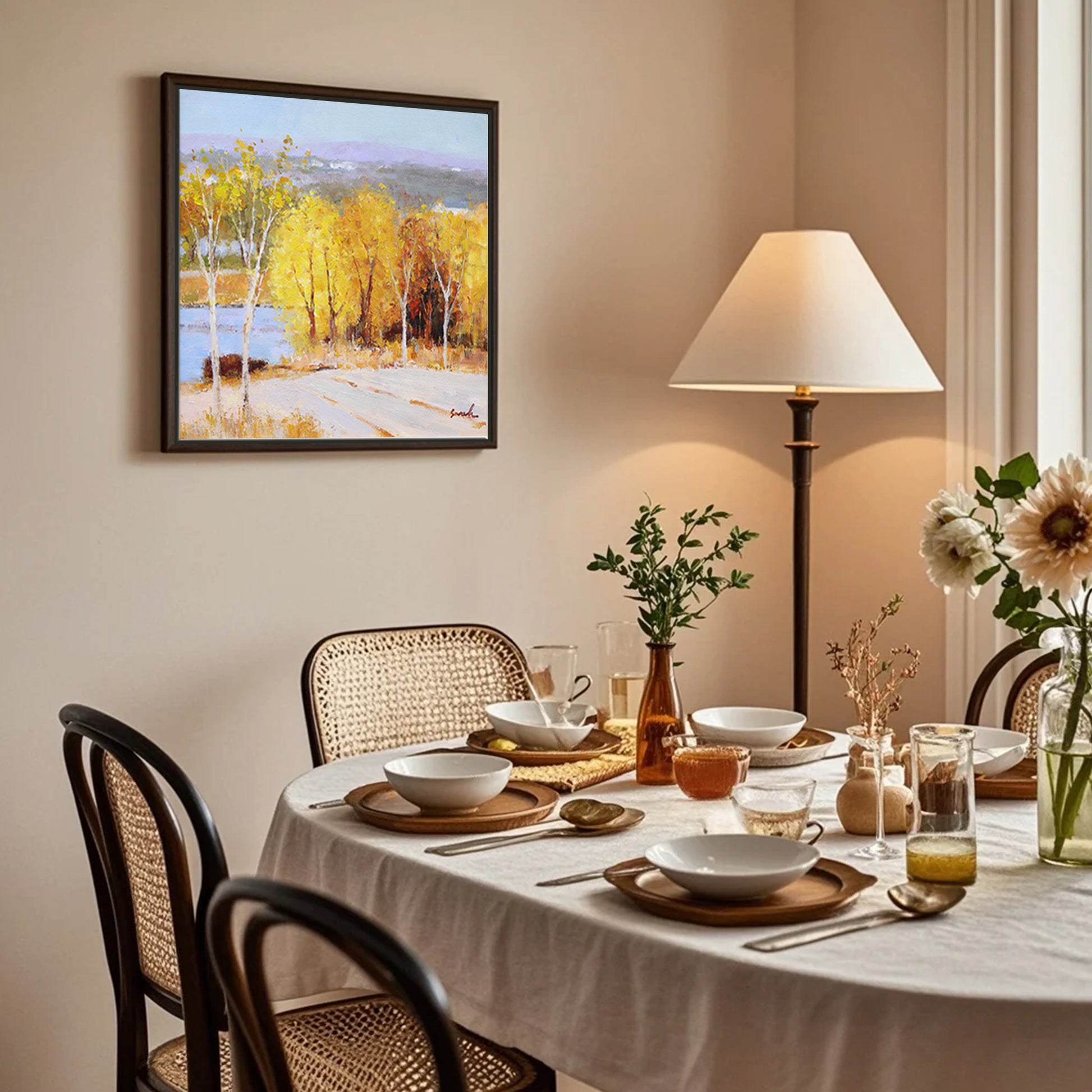 Landscape Wall Art Canvas | Autumn Painting | Tree Painting | Paintings For Living Room #DF023
