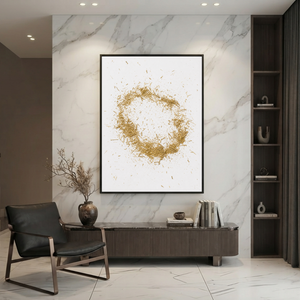 Abstract Gold and White Textured 3D Relief Vertical Wall Art for Living Room
