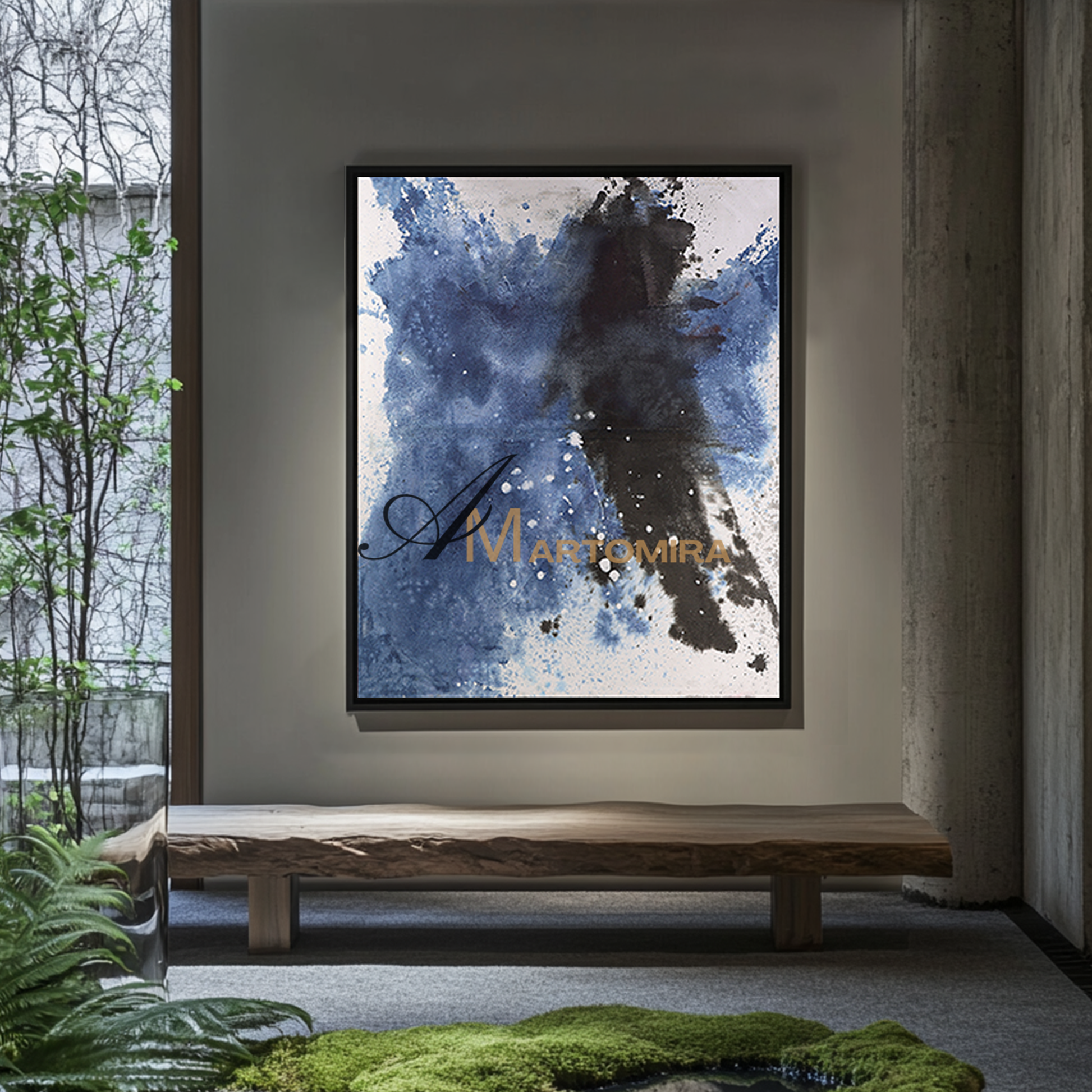 Black And Blue Abstract Art | Minimalist Abstract Art | Modern Wall Decor Art | Large Canvas Art #DF053