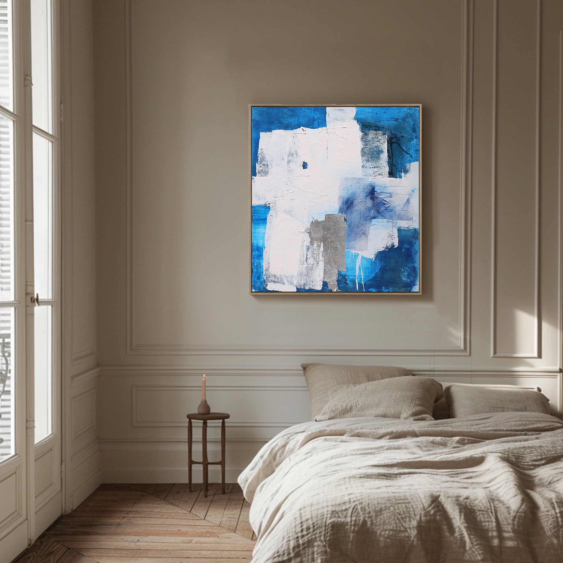 Blue And White Wall Art | Modern Abstract Oil Painting | Minimalist Abstract Art #DF025