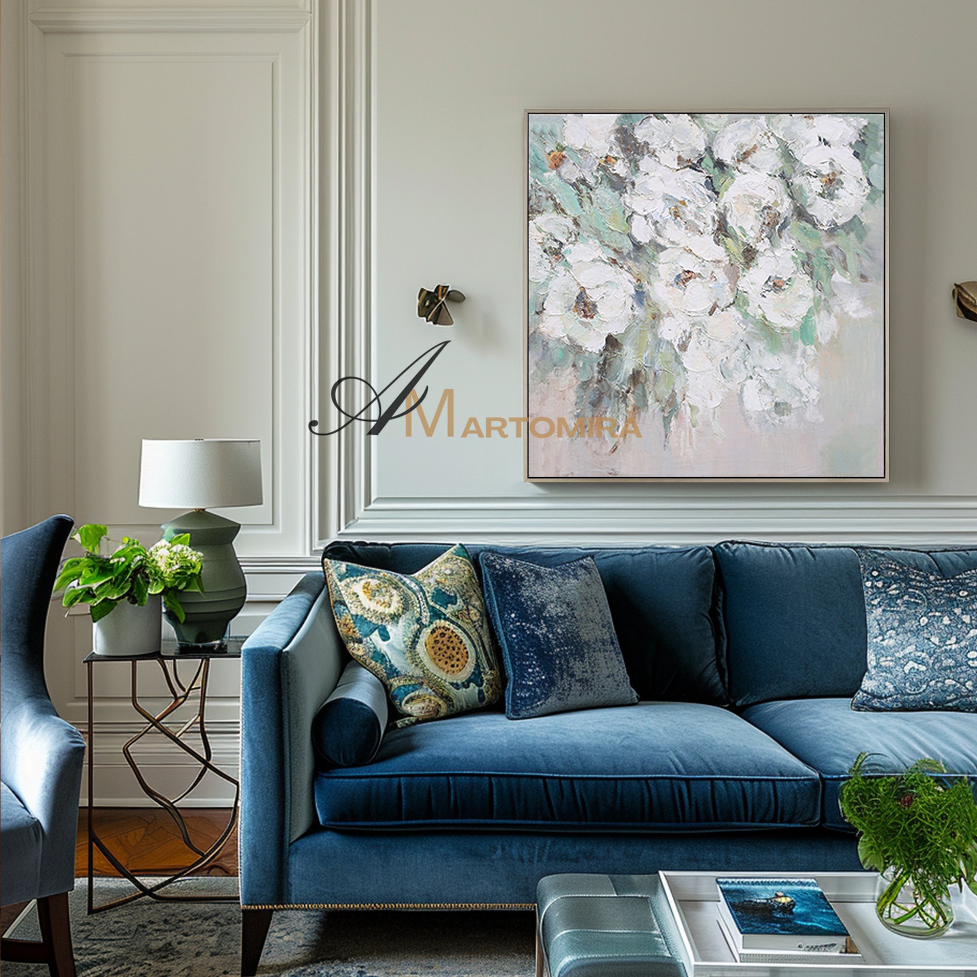 Square Wall Art | Flower Paintings On Canvas | Flower Wall Art | Decorative Wall Art #DF039