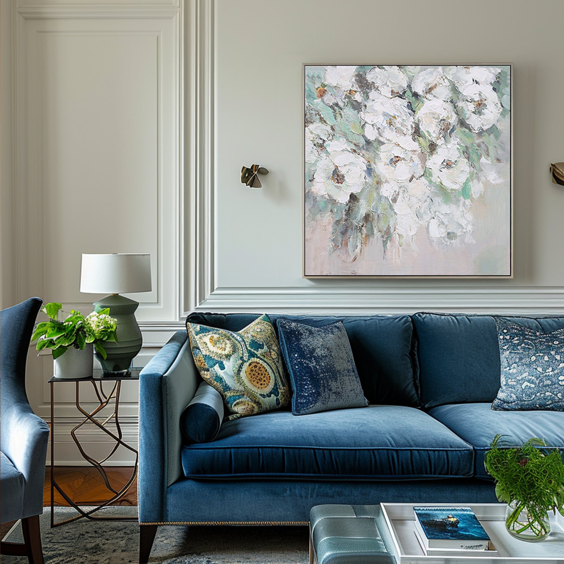 Square Wall Art | Flower Paintings On Canvas | Flower Wall Art | Decorative Wall Art #DF039