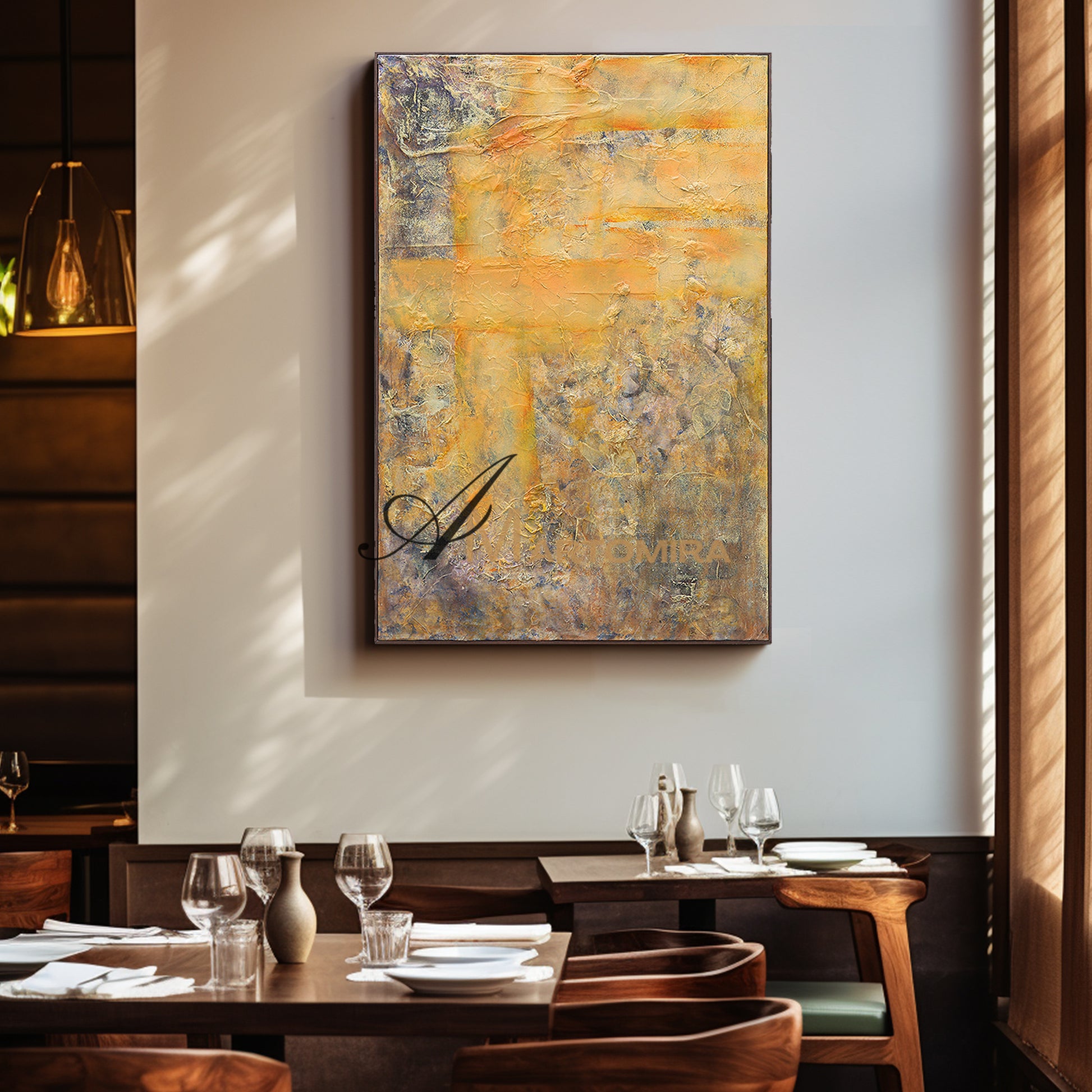 Textured Wall Art | Abstract Textured Canvas Art | Gold Acrylic Paint #DF034