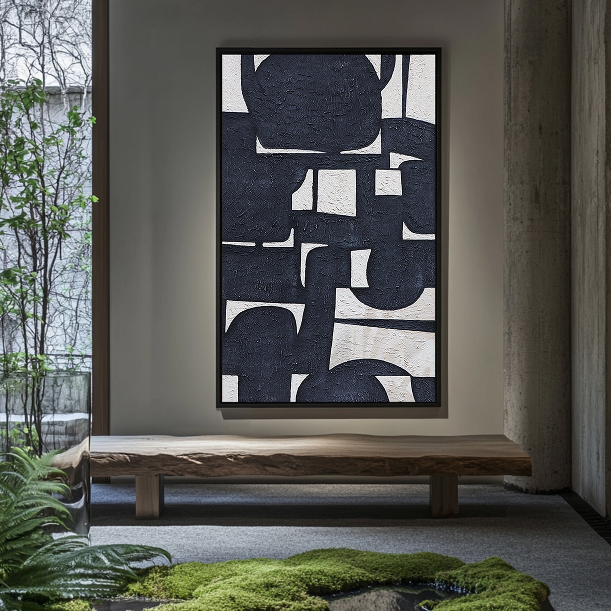 Black And White Abstract Art | Minimalist Abstract Art | Large Art Canvas | Wall Art For Living Room #DF012