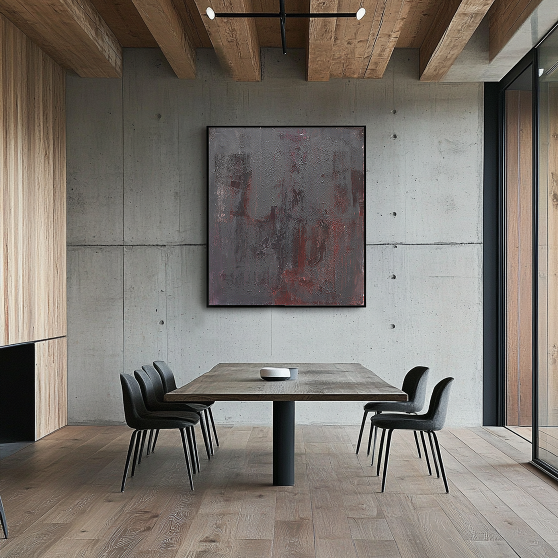 Black Wall Art | Contemporary Abstract Wall Art | Large Abstract Canvas Art #DF048