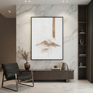 Abstract Minimalist Wabi Sabi Neutral Landscape Plaster Texture Vertical Wall Art for Living Room Office