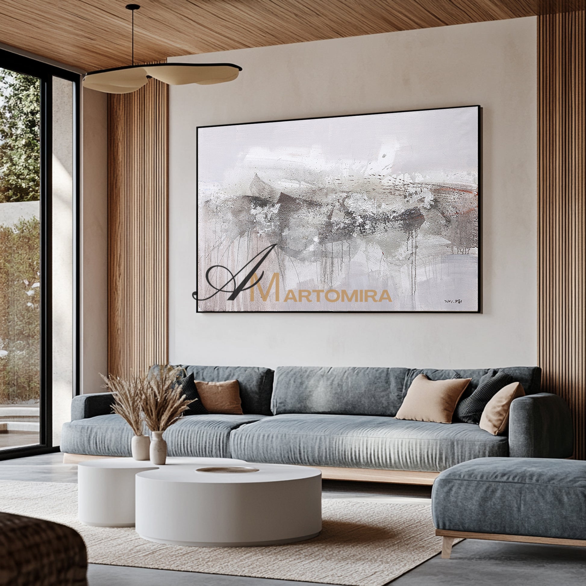 Large Art Canvas | Grey Wall Art | Wabi Sabi Wall Art | Paintings For Living Room #DF027