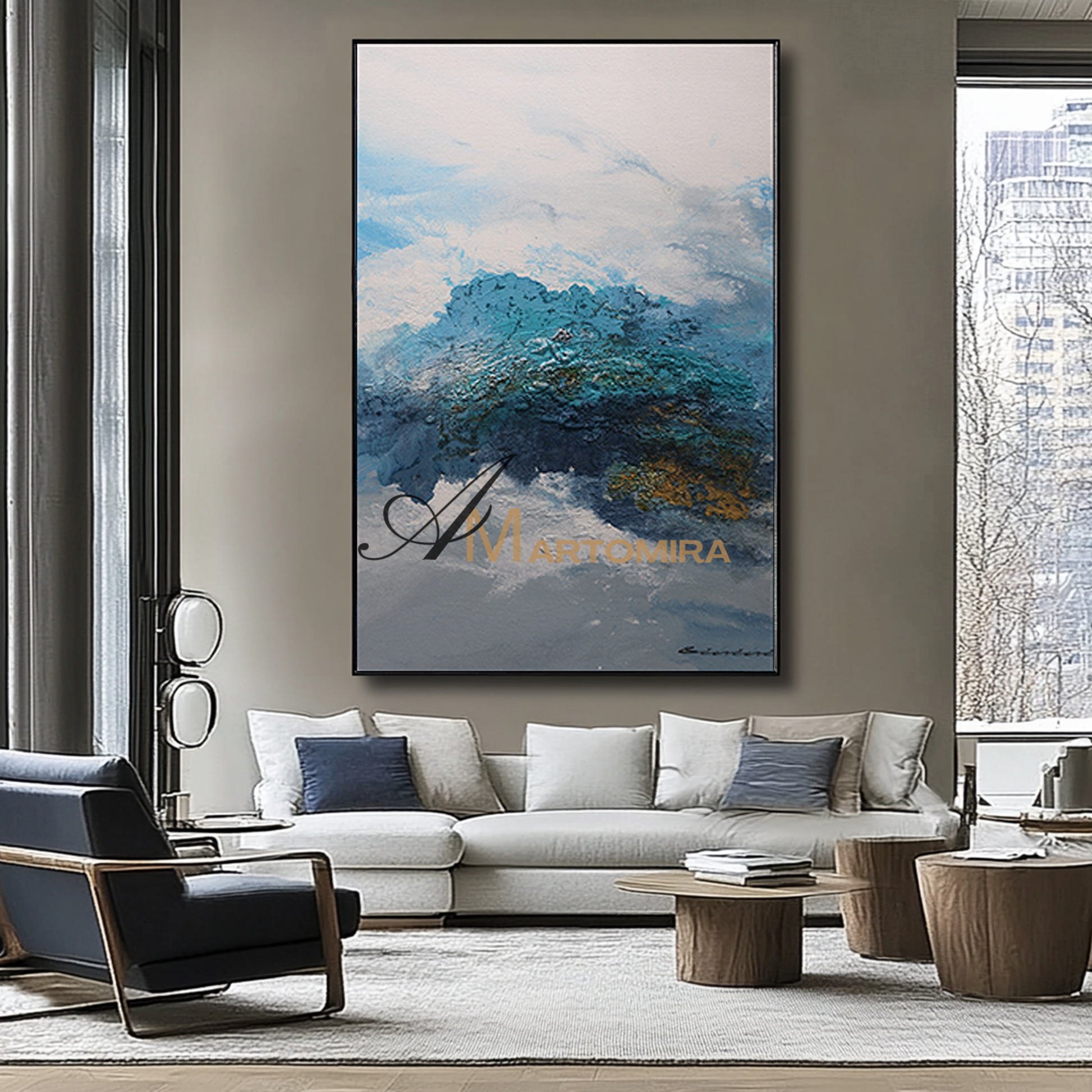 Abstract Landscape Art | Abstract Painting Mountains | Landscape Wall Art For Living Room #DF058