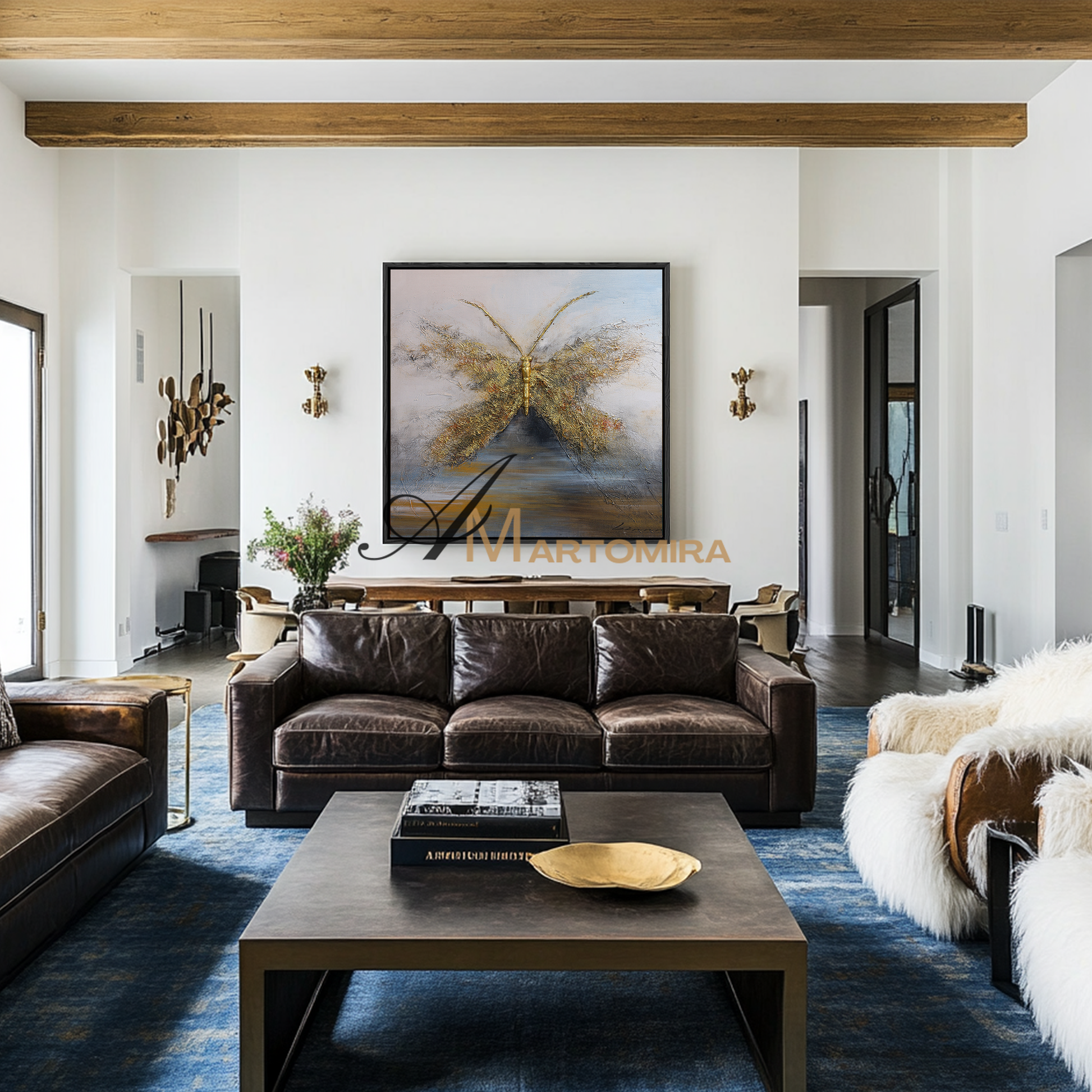 Animal Wall Art | Butterfly Painting| Textured Wall Art For Living Room | Gold Wall Art #DF056