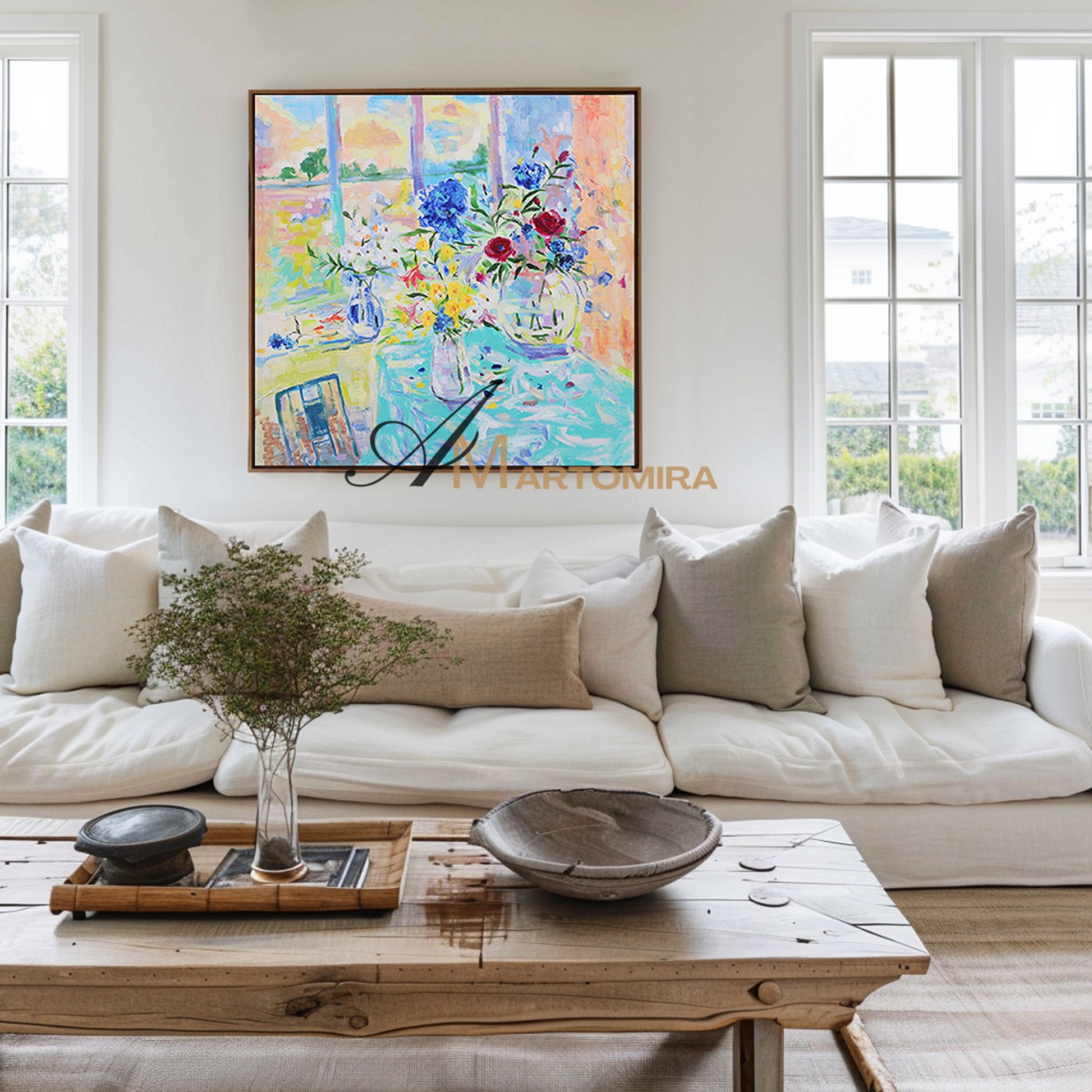 Colorful Wall Art | Flower Vase Painting | Floral Art Wall | Canvas Art Wall Decor #DF038