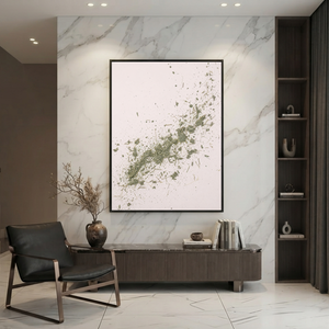Abstract Textured Soft Pink Sage Green Mixed Media Style Vertical Wall Art for Living Room Bedroom