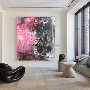 Pink And Black Wall Art | Modern Abstract Art | Minimalist Abstract Art | Abstract Painting For Living Room #DF049