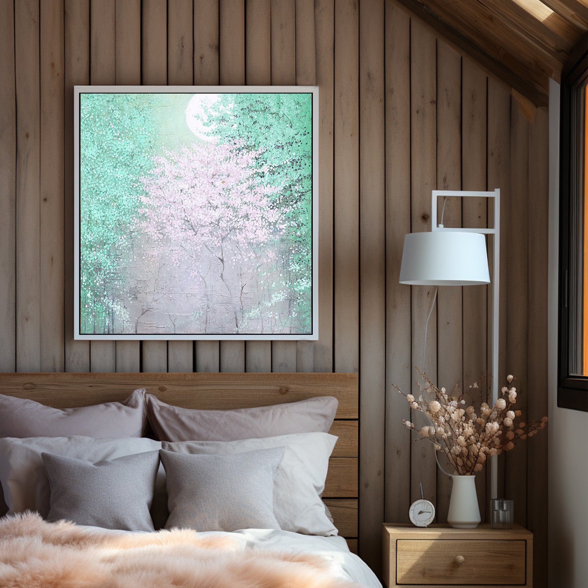 Paintings Of Trees | Green Wall Art | Landscape Canvas Painting | Contemporary Wall Decor #DF015