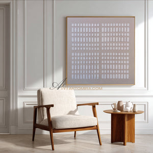 Wabi-Sabi Minimalist Beige Textured Grid Painting | Modern Geometric Square Canvas | Serene Abstract Wall Art | Minimal Home Decor