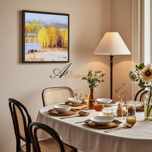 Landscape Wall Art Canvas | Autumn Painting | Tree Painting | Paintings For Living Room #DF023