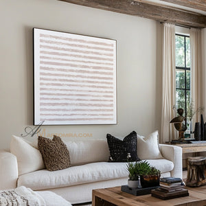 Wabi-Sabi Minimalist Neutral Abstract Art | Textured Line Painting on Canvas | Beige Modern Wall Art | Minimal Aesthetic Home Decor #WB001