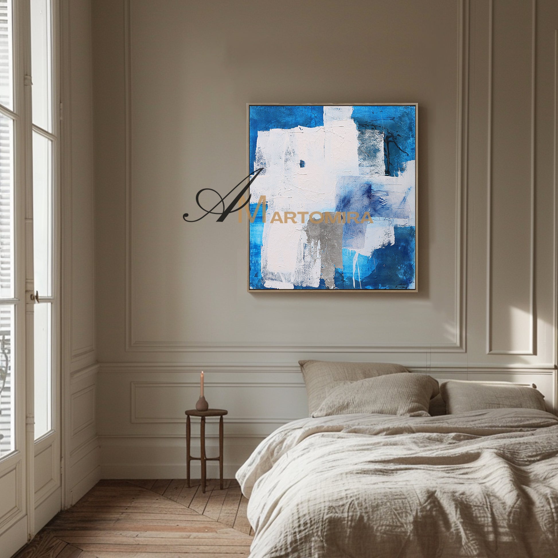 Blue And White Wall Art | Modern Abstract Oil Painting | Minimalist Abstract Art #DF025