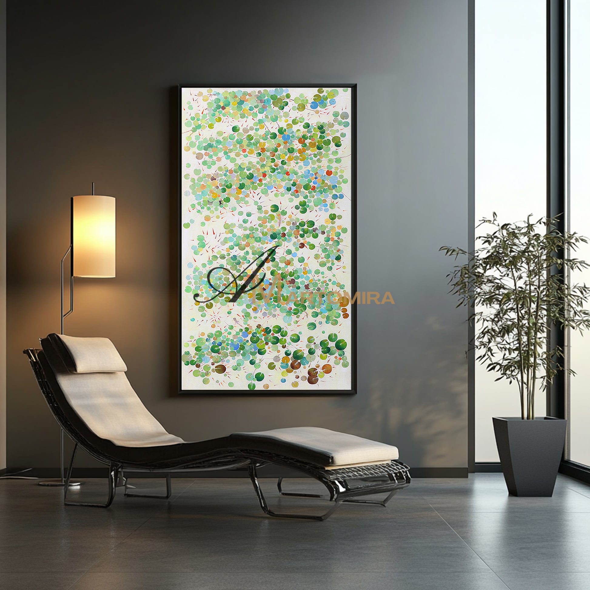 Green Abstract Art | Absrract Circle Paintings | Modern Abstract Art | Wall Art For Bedroom #DF031