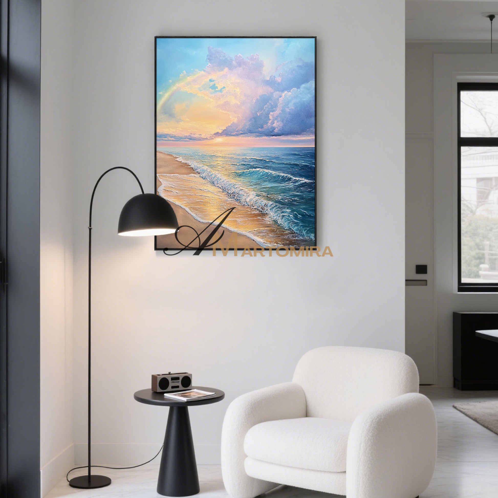 Beach Art Paintings | Paintings Of The Beach At Sunset | Landscape Canvas Painting | Sunset Painting #POS058