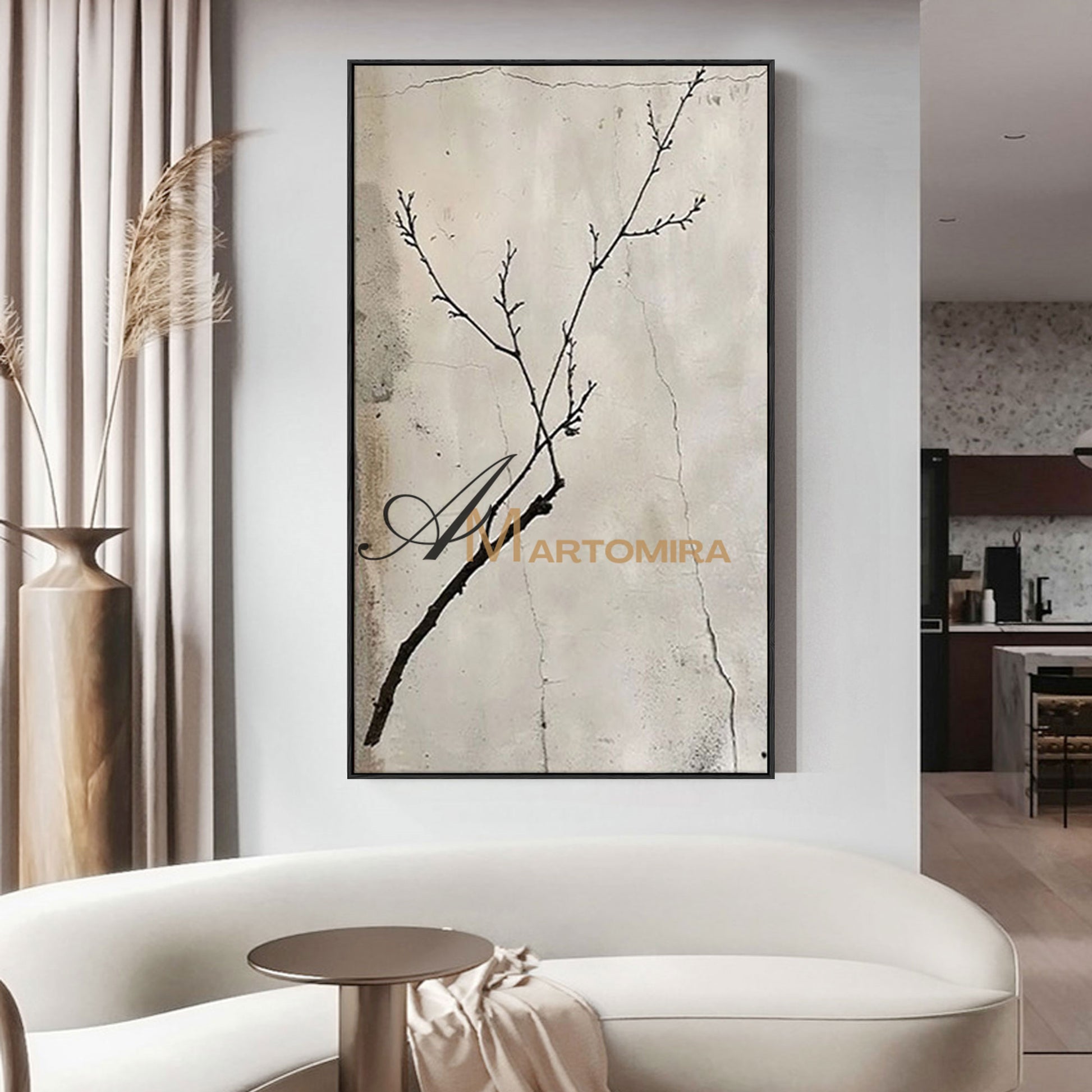 Wabi Sabi Wall Art | Neutral Abstract Wall Art | Tree Branch Painting | Beige Wall Art #MF008