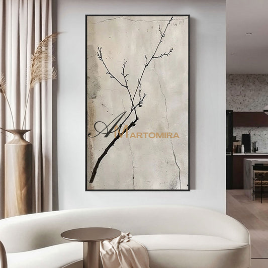 Wabi Sabi Wall Art | Neutral Abstract Wall Art | Tree Branch Painting | Beige Wall Art #MF008
