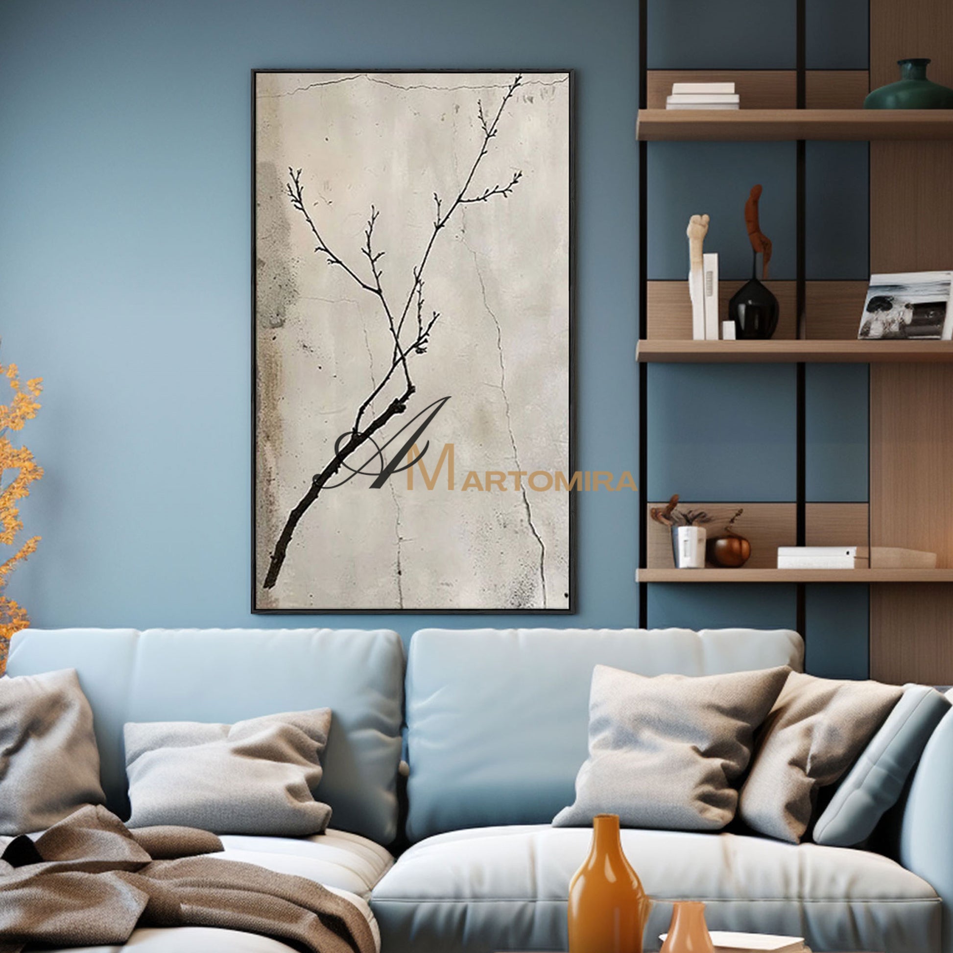 Wabi Sabi Wall Art | Neutral Abstract Wall Art | Tree Branch Painting | Beige Wall Art #MF008