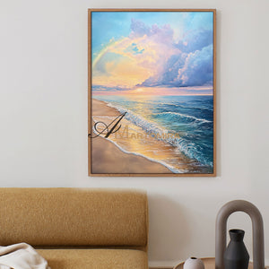 Beach Art Paintings | Paintings Of The Beach At Sunset | Landscape Canvas Painting | Sunset Painting #POS058