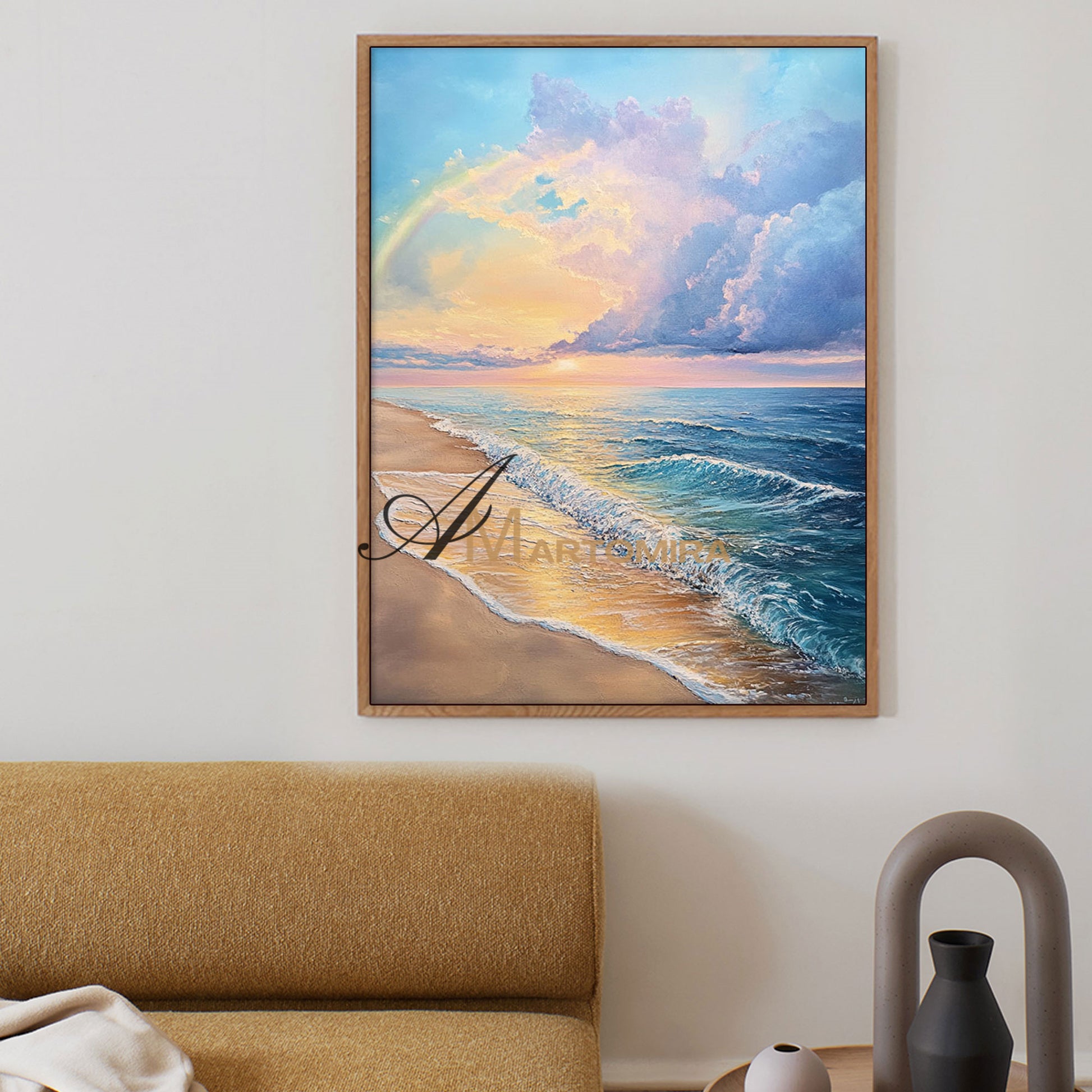 Beach Art Paintings | Paintings Of The Beach At Sunset | Landscape Canvas Painting | Sunset Painting #POS058