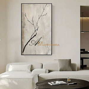 Wabi Sabi Wall Art | Neutral Abstract Wall Art | Tree Branch Painting | Beige Wall Art #MF008