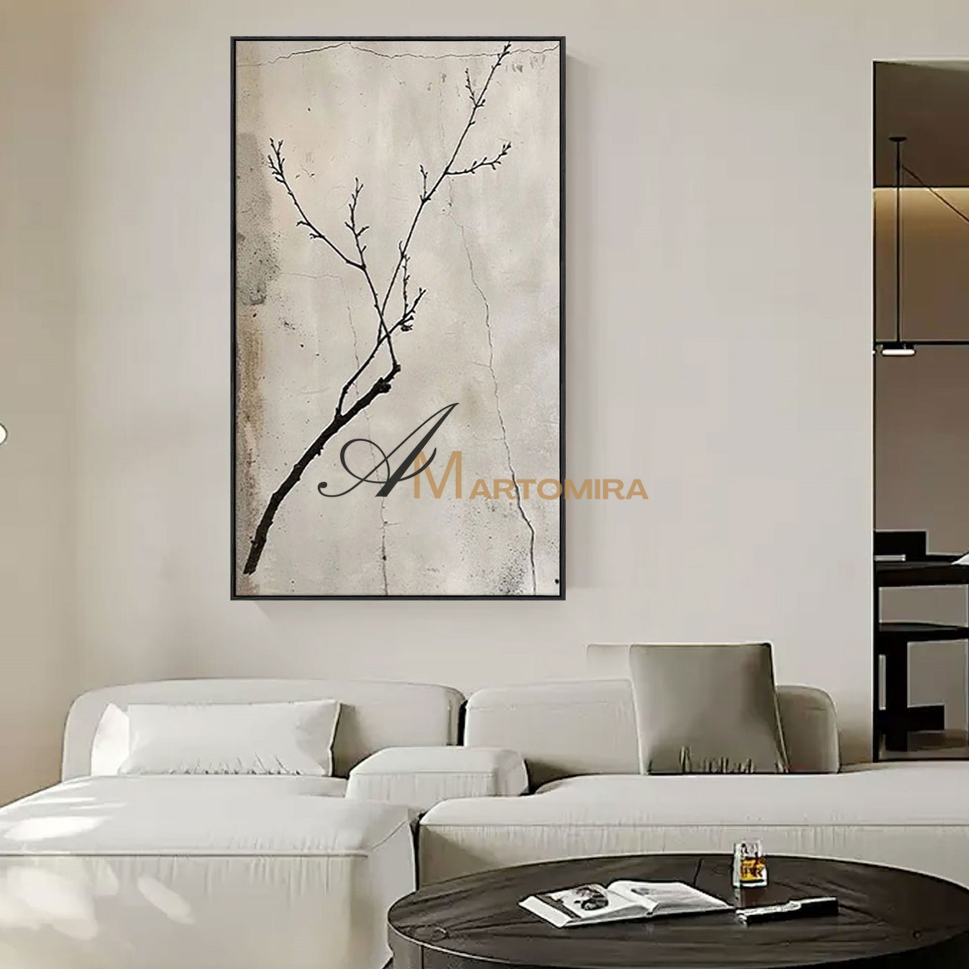 Wabi Sabi Wall Art | Neutral Abstract Wall Art | Tree Branch Painting | Beige Wall Art #MF008