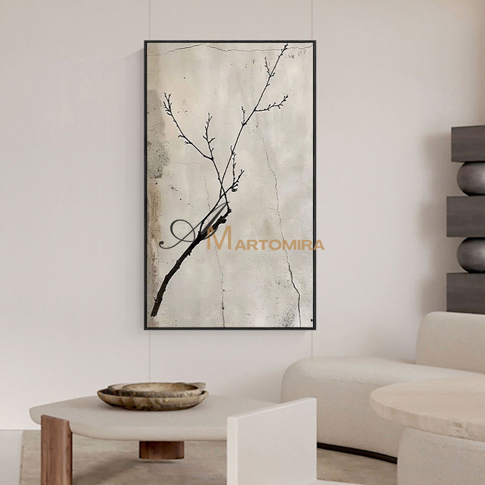 Wabi Sabi Wall Art | Neutral Abstract Wall Art | Tree Branch Painting | Beige Wall Art #MF008