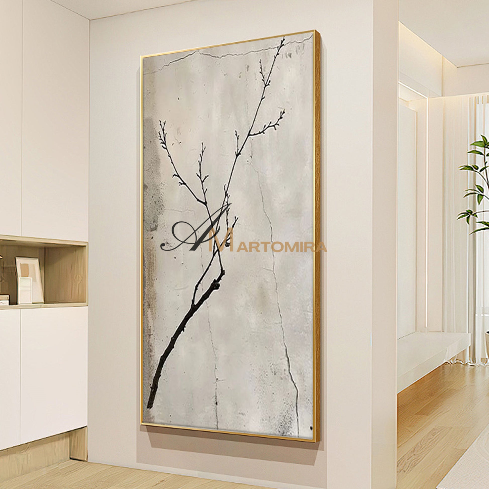 Wabi Sabi Wall Art | Neutral Abstract Wall Art | Tree Branch Painting | Beige Wall Art #MF008