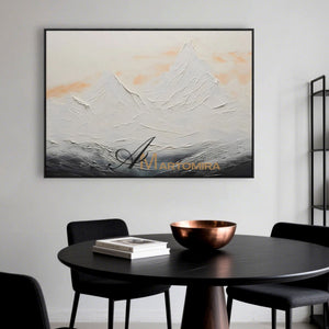 Mountain Wall Art | Acrylic Landscape Painting | Abstract Mountain Wall Art | Black And White Wall Art #MF080