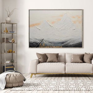 Mountain Wall Art | Acrylic Landscape Painting | Abstract Mountain Wall Art | Black And White Wall Art #MF080