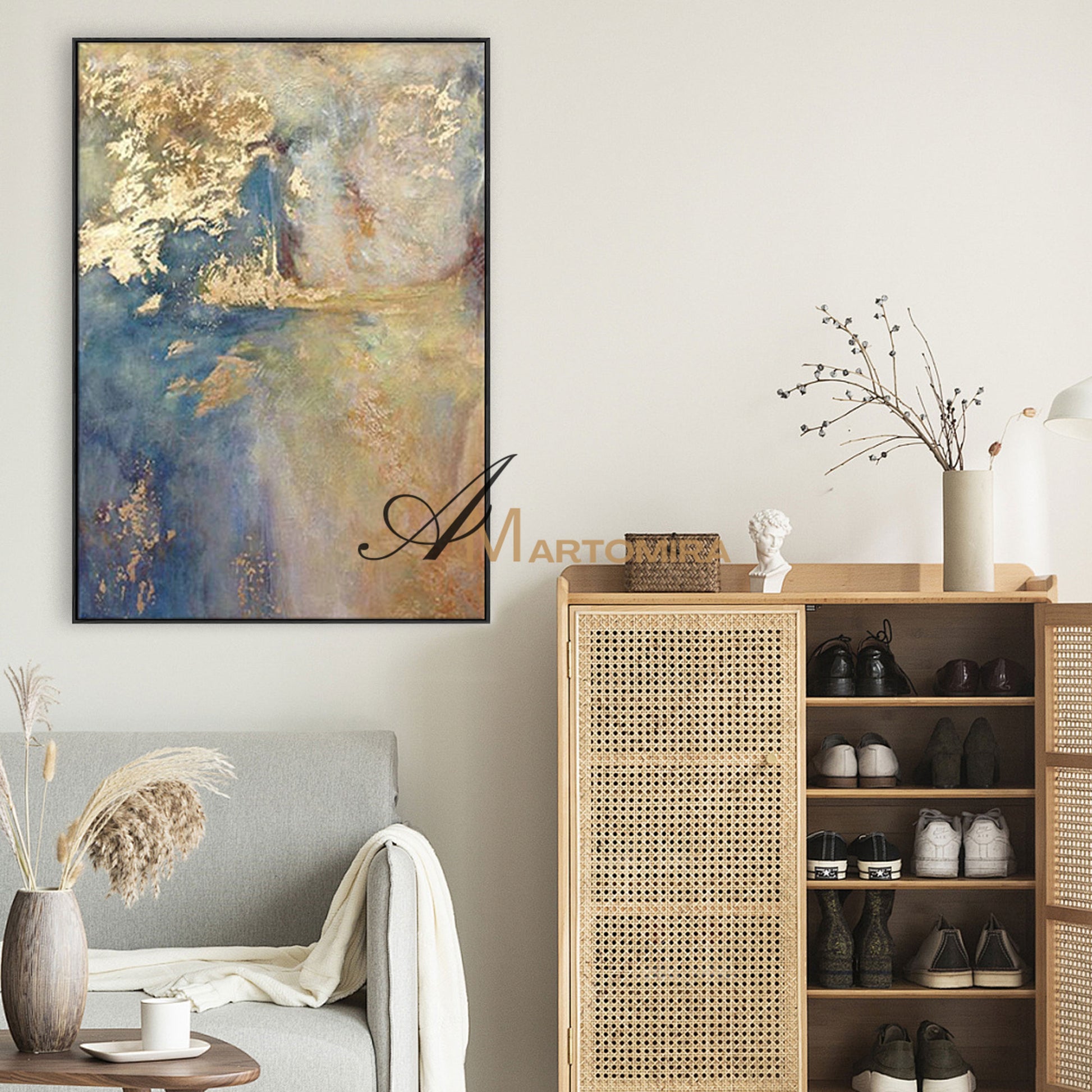 Gold Acrylic Paint | Abstract Wall Art | Handmade Paintings For Living Room | Canvas Wall Art #SH010