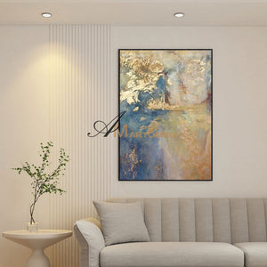 Gold Acrylic Paint | Abstract Wall Art | Handmade Paintings For Living Room | Canvas Wall Art #SH010