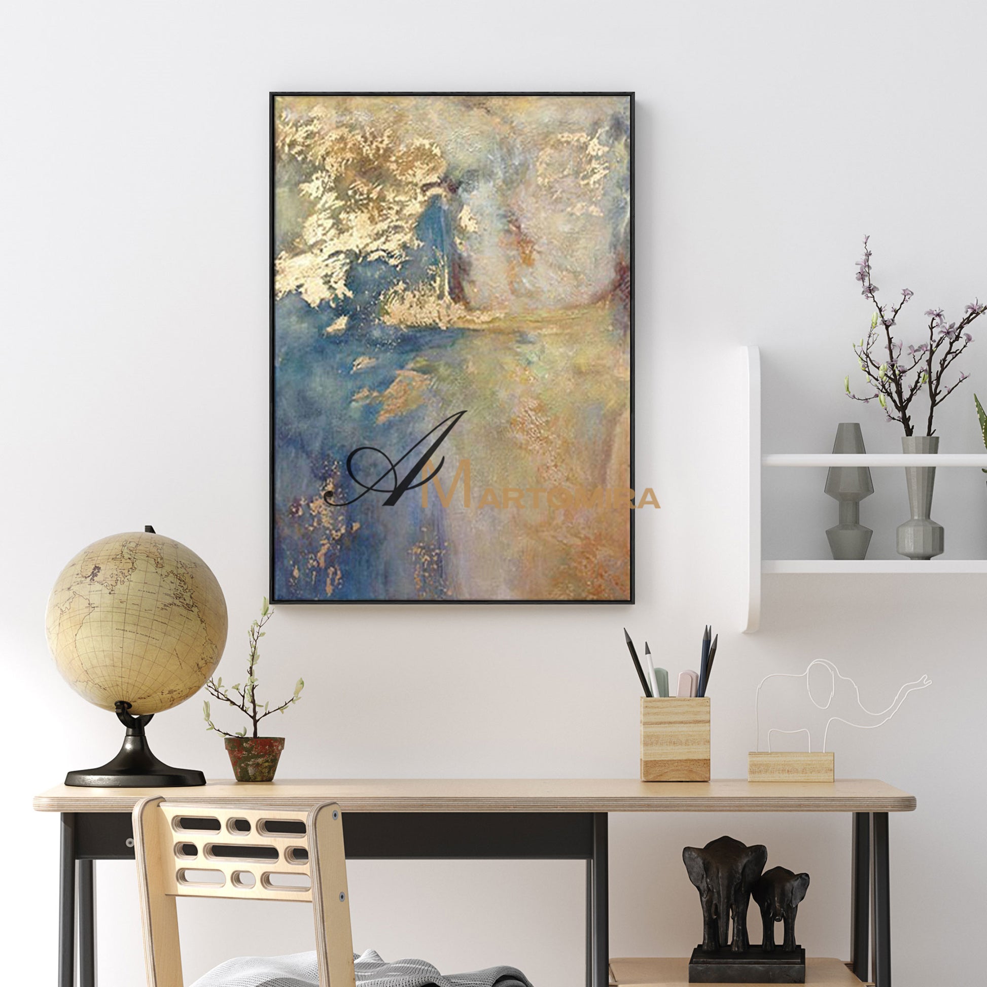 Gold Acrylic Paint | Abstract Wall Art | Handmade Paintings For Living Room | Canvas Wall Art #SH010