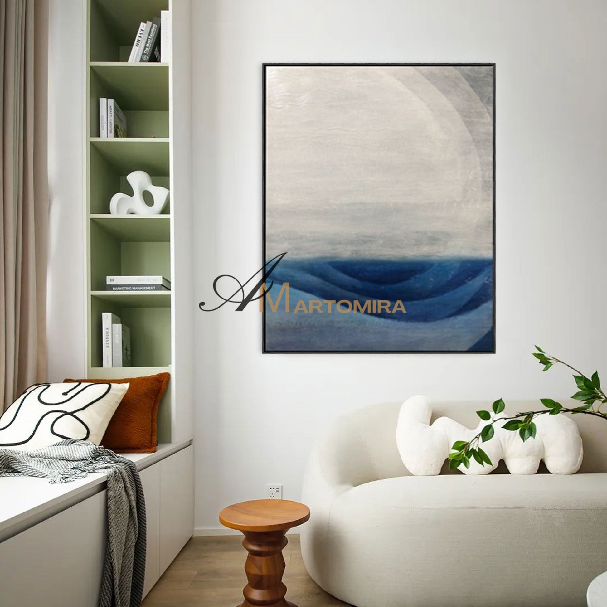 Abstract Art Paintings | Blue White Abstract Painting | Canvas Painting Wall Decor #SH012