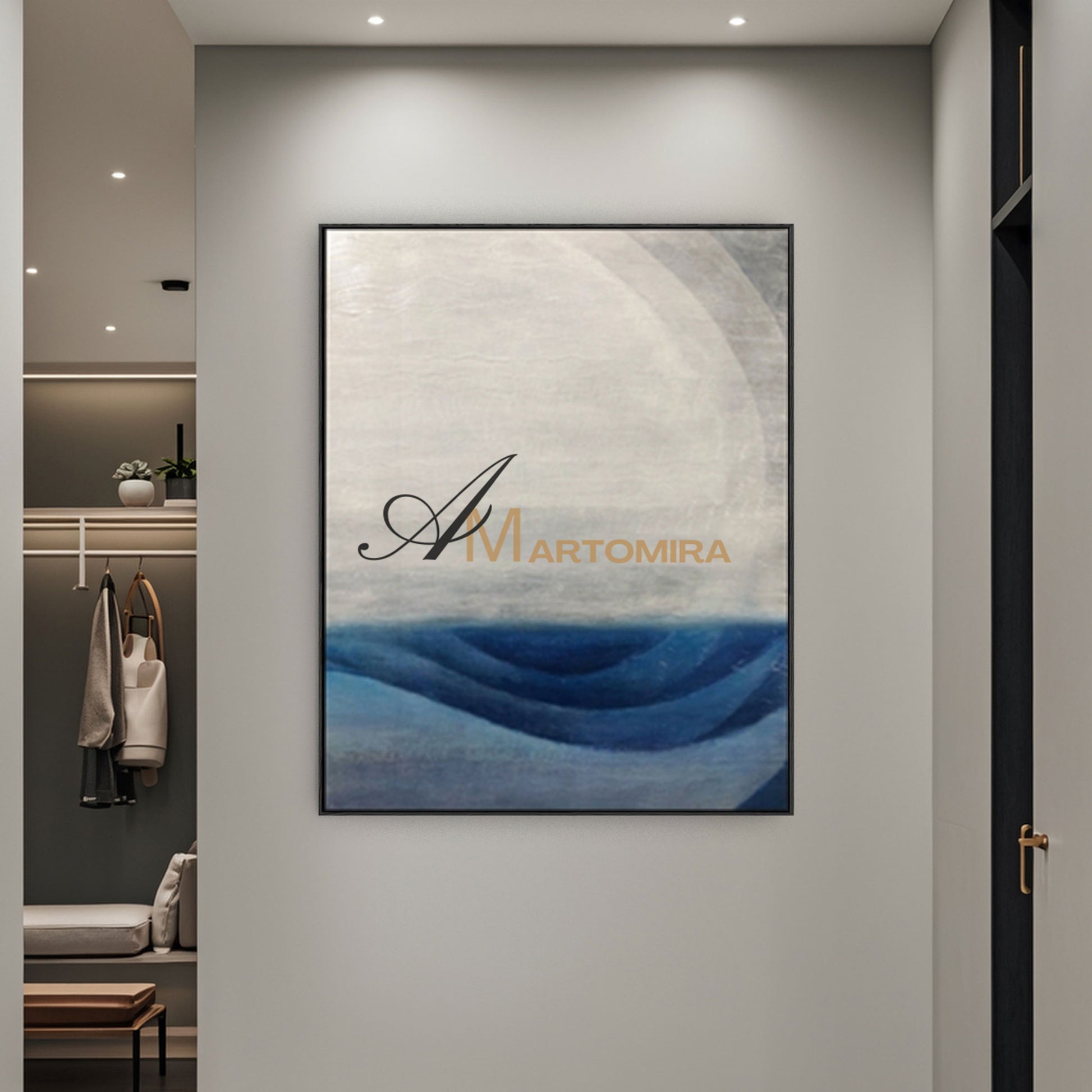 Abstract Art Paintings | Blue White Abstract Painting | Canvas Painting Wall Decor #SH012