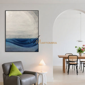 Abstract Art Paintings | Blue White Abstract Painting | Canvas Painting Wall Decor #SH012