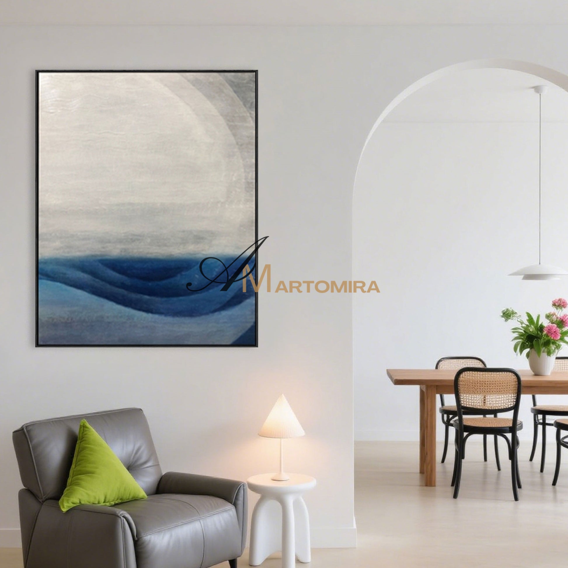 Abstract Art Paintings | Blue White Abstract Painting | Canvas Painting Wall Decor #SH012