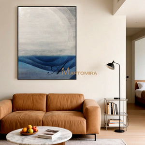 Abstract Art Paintings | Blue White Abstract Painting | Canvas Painting Wall Decor #SH012