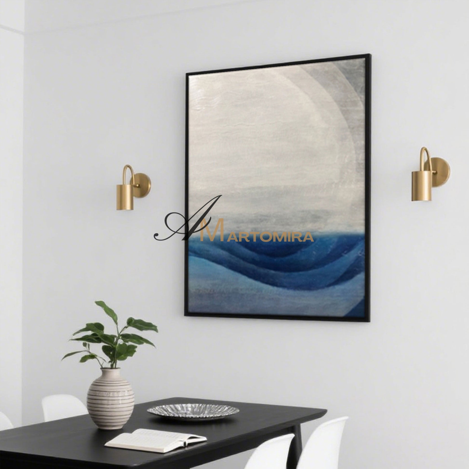 Abstract Art Paintings | Blue White Abstract Painting | Canvas Painting Wall Decor #SH012