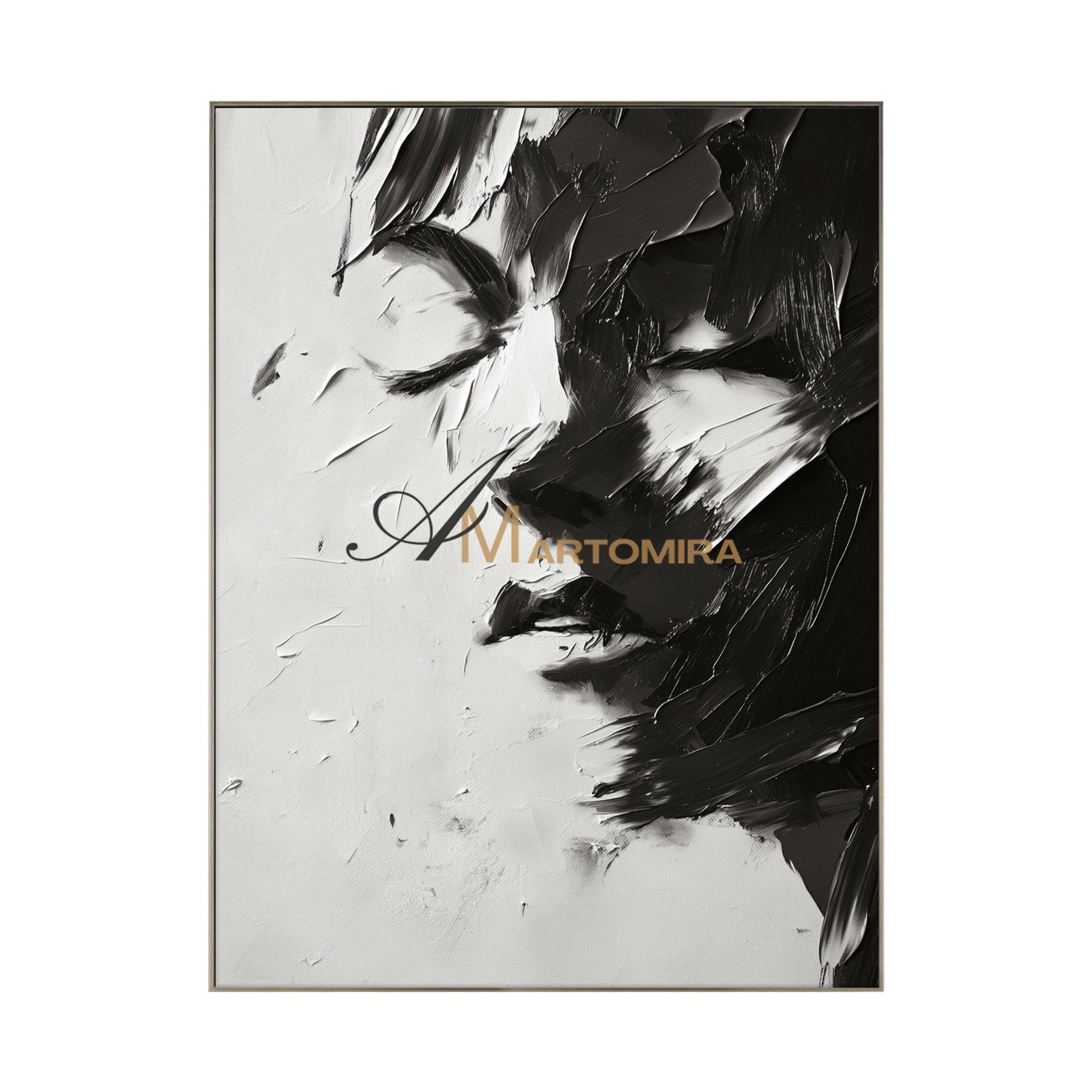 Black And White Abstract Art | Art Portraits|Beautiful Woman Painting | Large Canvas Wall Art #AP033