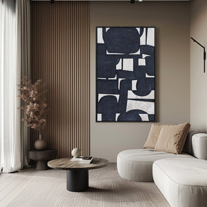 Black And White Abstract Art | Minimalist Abstract Art | Large Art Canvas | Wall Art For Living Room #DF012